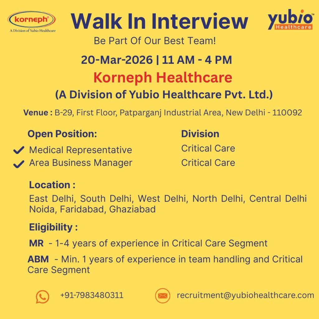 Walk-In Interview at Korneph Healthcare | MR & ABM Jobs