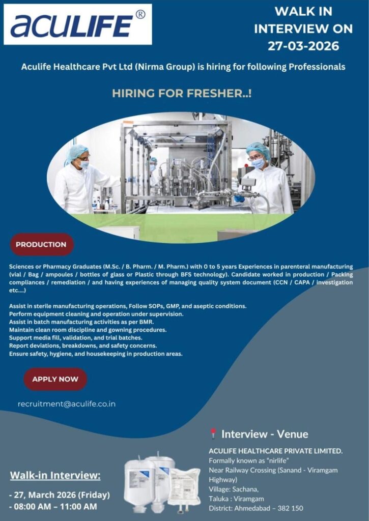 Aculife Healthcare Walk-In Interview 2026 