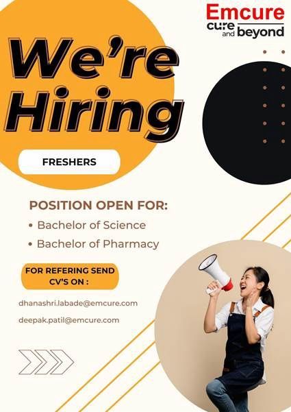 Emcure Pharmaceuticals Hiring Freshers Apprentice Trainee jobs in Pune