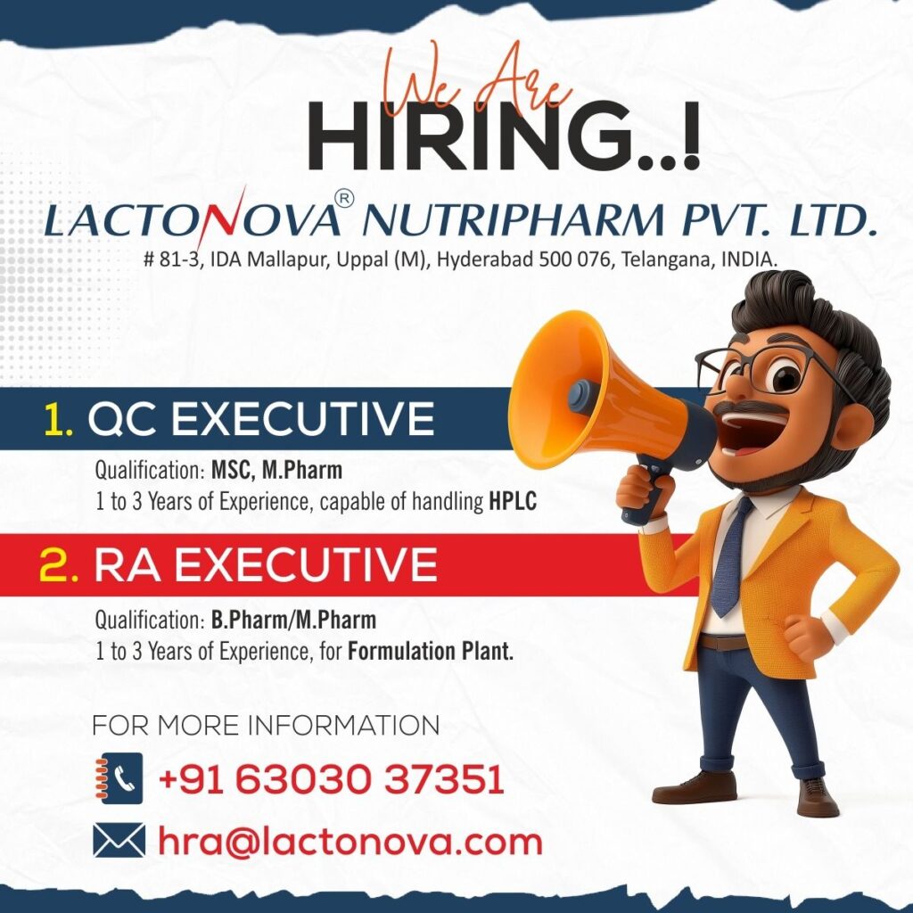 Lactonova Nutripharm Pvt. Ltd. Hiring 2026