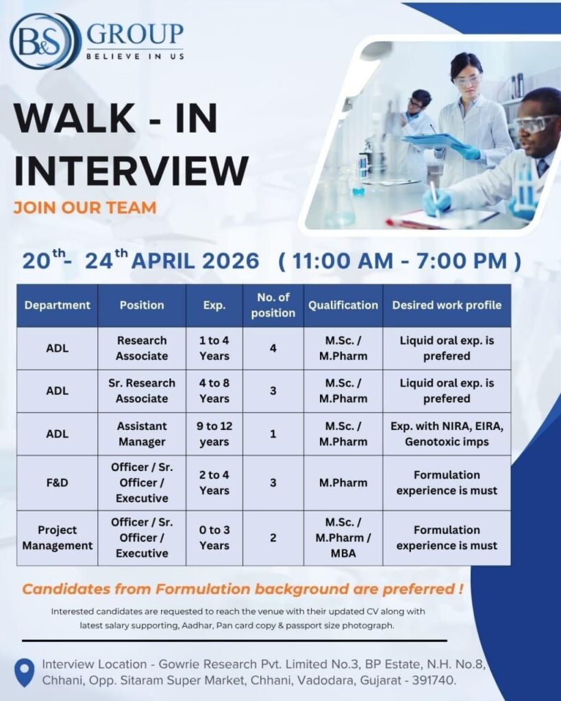 B&S Group Walk-In Interview | ADL, F&D & Project Management Jobs