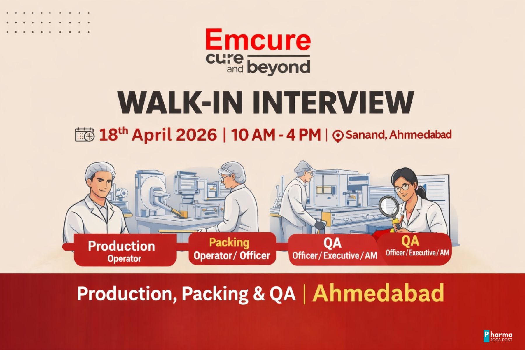 Emcure Walk-In Interview 2026 | Production, Packing & QA Jobs Ahmedabad ...