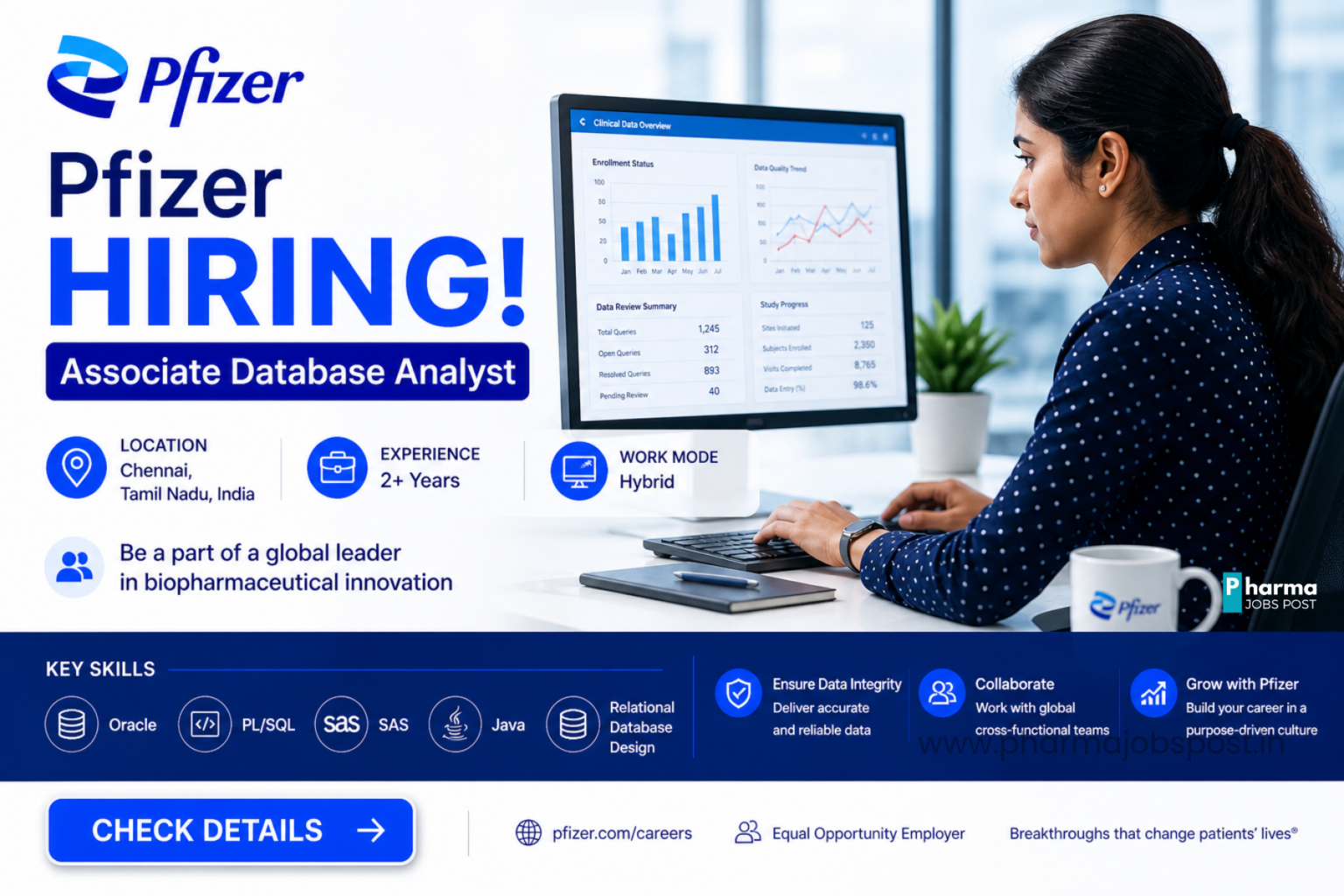 Pfizer Job Opening in Chennai for Associate Database Analyst