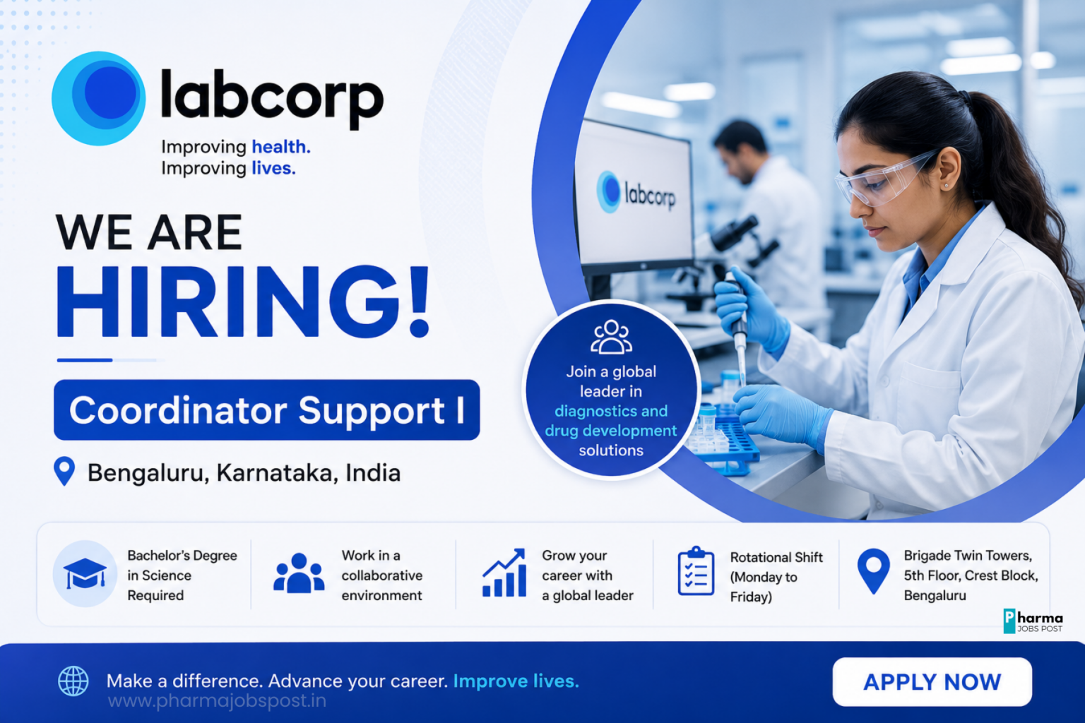 Labcorp Jobs 2026 for Science Graduates | Apply for Coordinator Support I