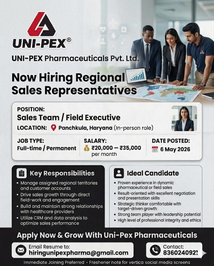 UNI-PEX Pharmaceuticals Hiring Regional Sales Representatives