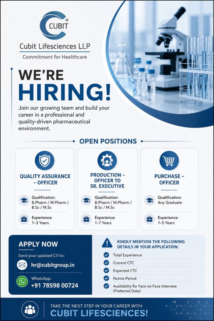Cubit Lifesciences LLP Hiring 2026
