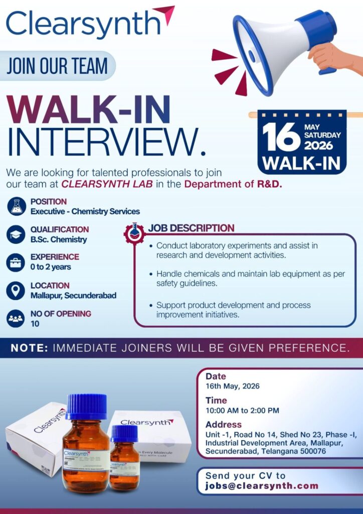 Clearsynth Lab Walk-In Interview 2026