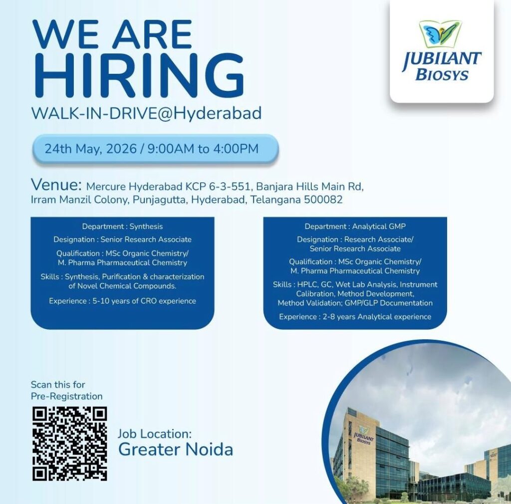 Jubilant Biosys Walk-In Interview 2026