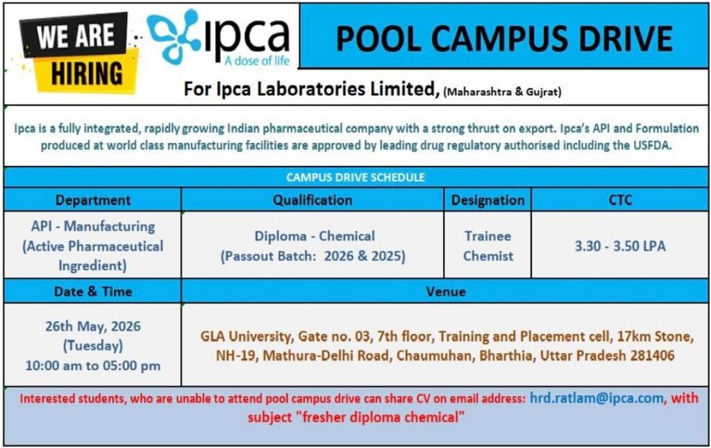 Ipca Laboratories Pool Campus Drive 2026