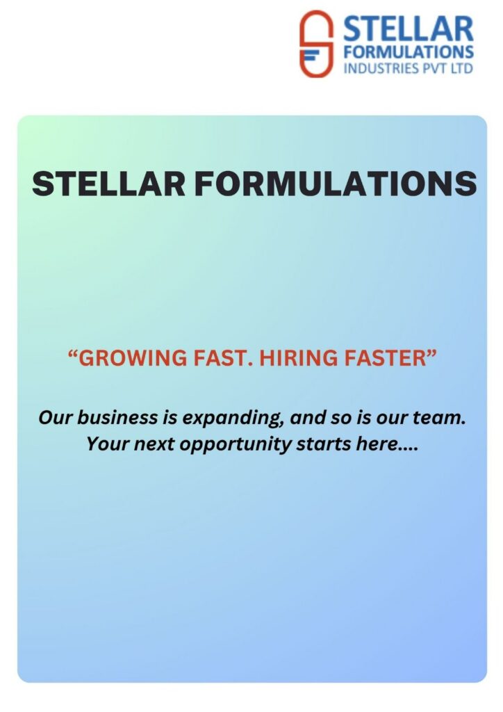 Stellar Formulations Hiring for Multiple Departments