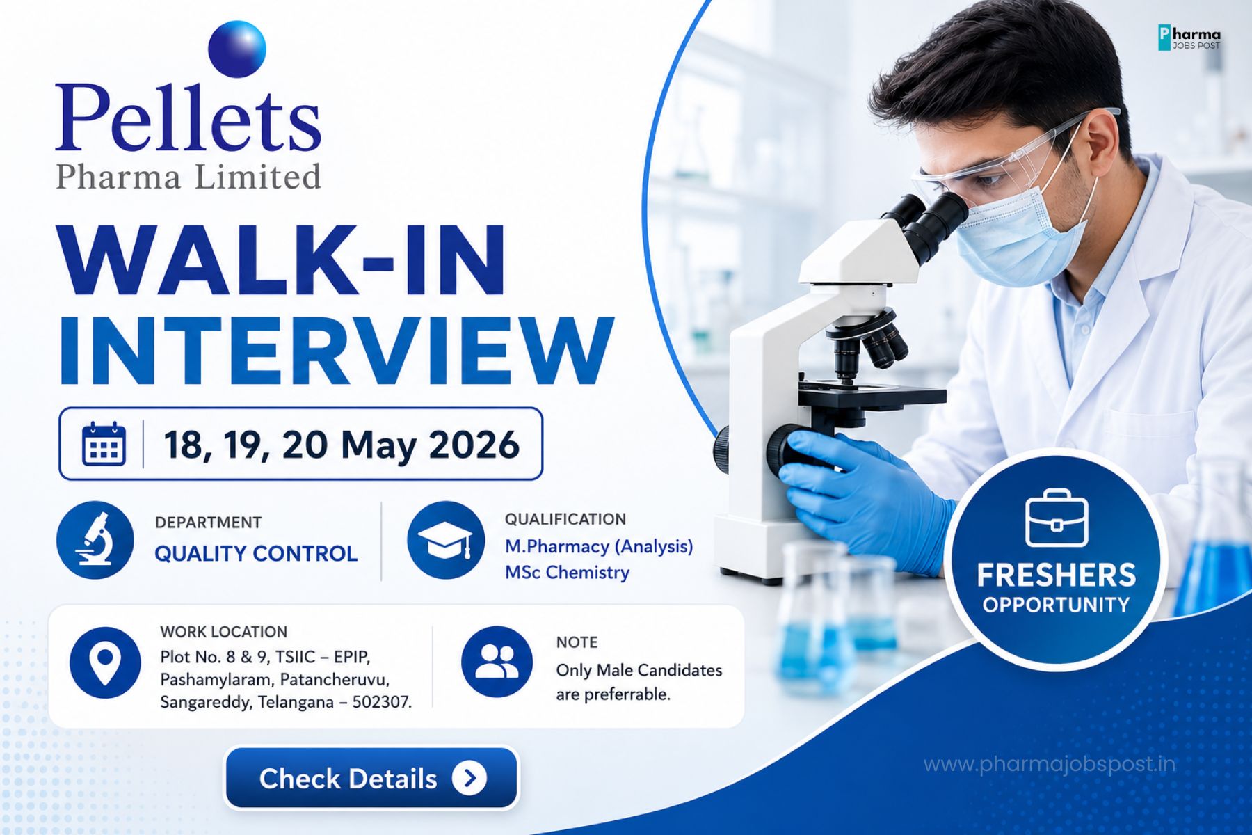 Pellets Pharma Limited Walk-In Interview 2026 for QC Freshers | M.Pharm ...
