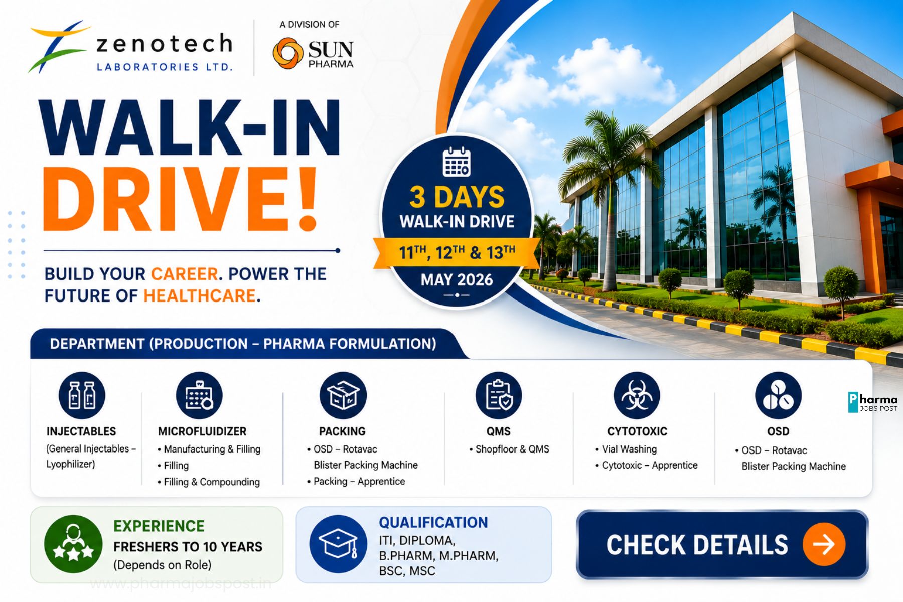 Zenotech Zenotech Laboratories Walk-In Drive 2026 | Production Pharma Jobs in ...