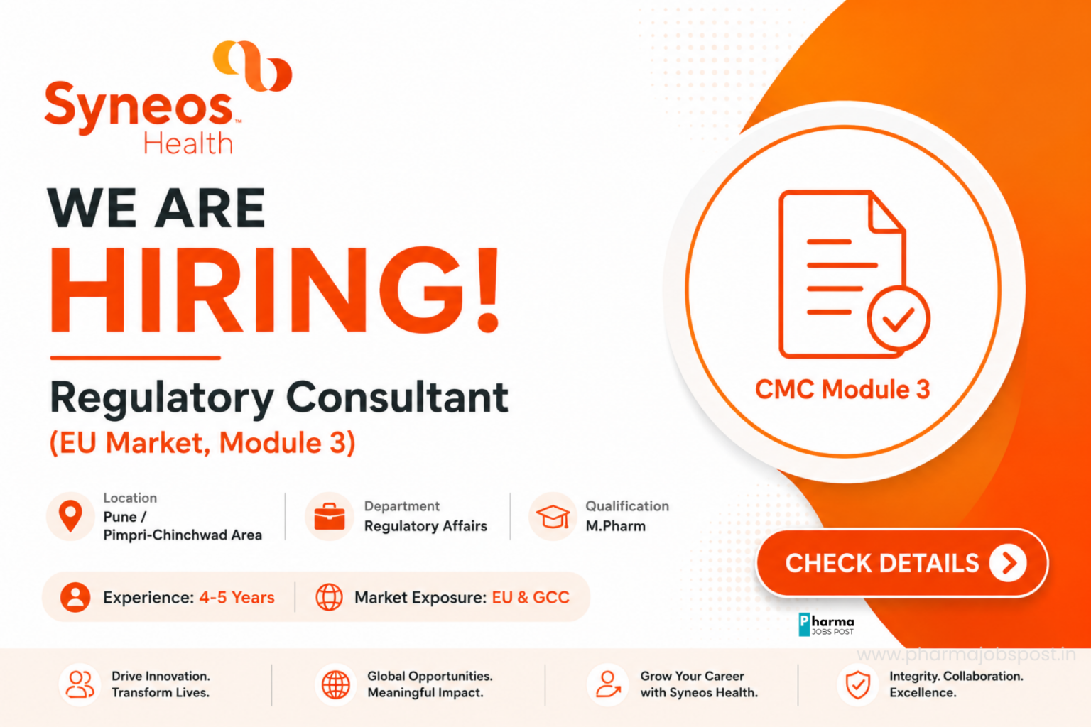 Syneos Health Hiring Regulatory Consultant (EU Market, Module 3) in Pune
