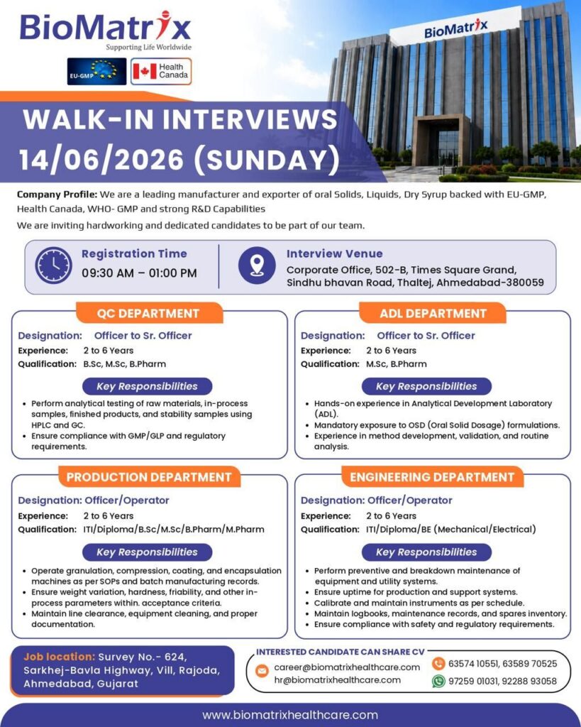 BioMatrix Healthcare Walk-In Interview 2026
