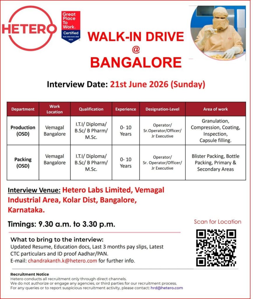 Hetero Labs Walk-In Drive for Production & Packing (OSD)