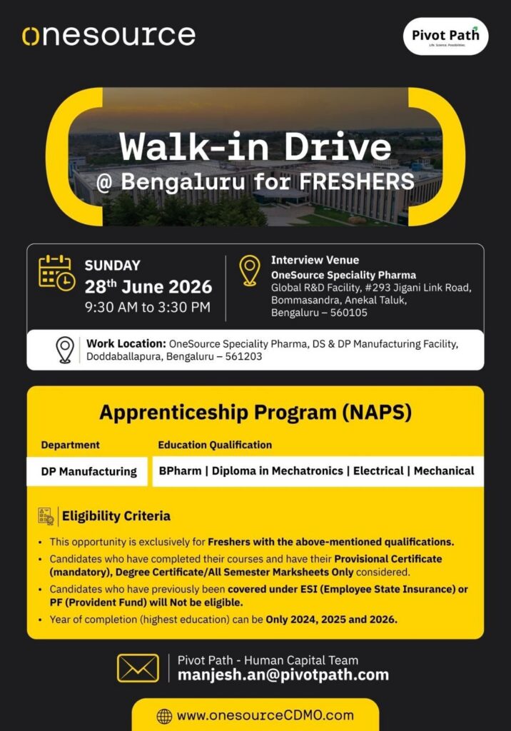 OneSource Specialty Pharma | Apprenticeship Program (NAPS)