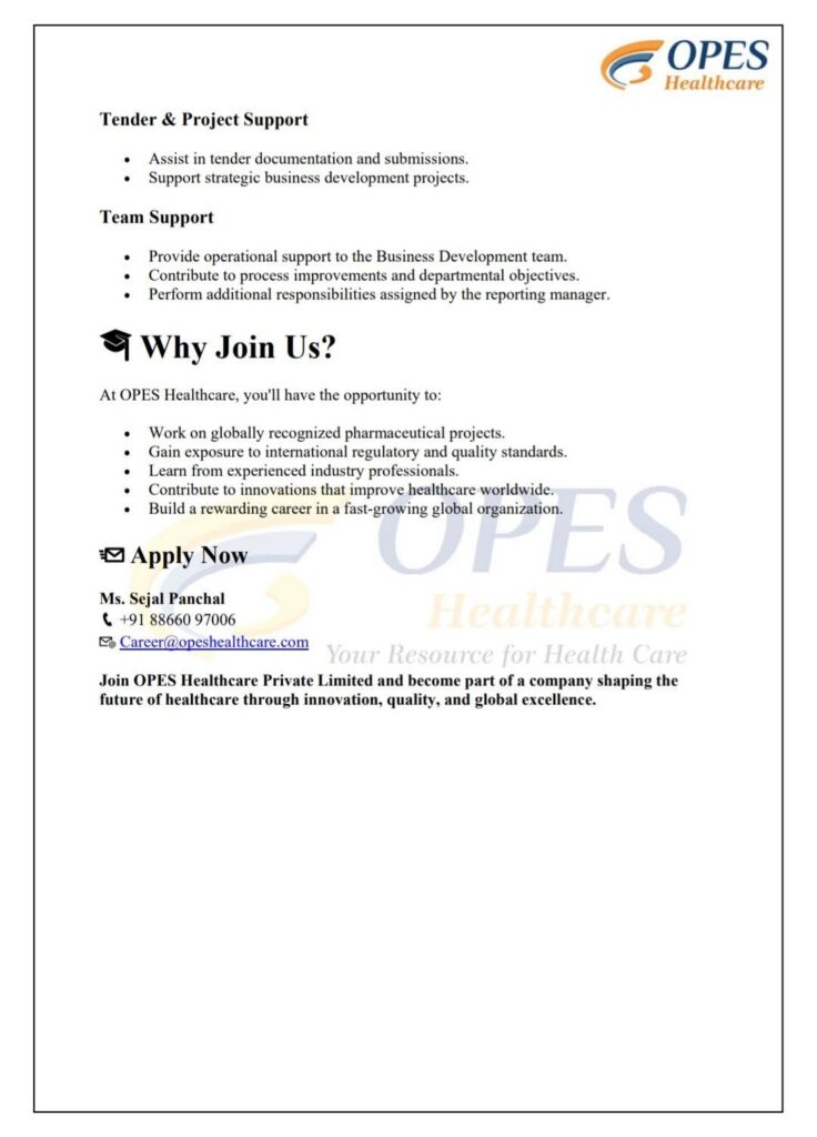 OPES Healthcare Hiring| Business Development Trainee Officer | Ahmedabad
