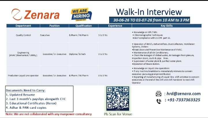 Zenara Walk-In Interview 2026