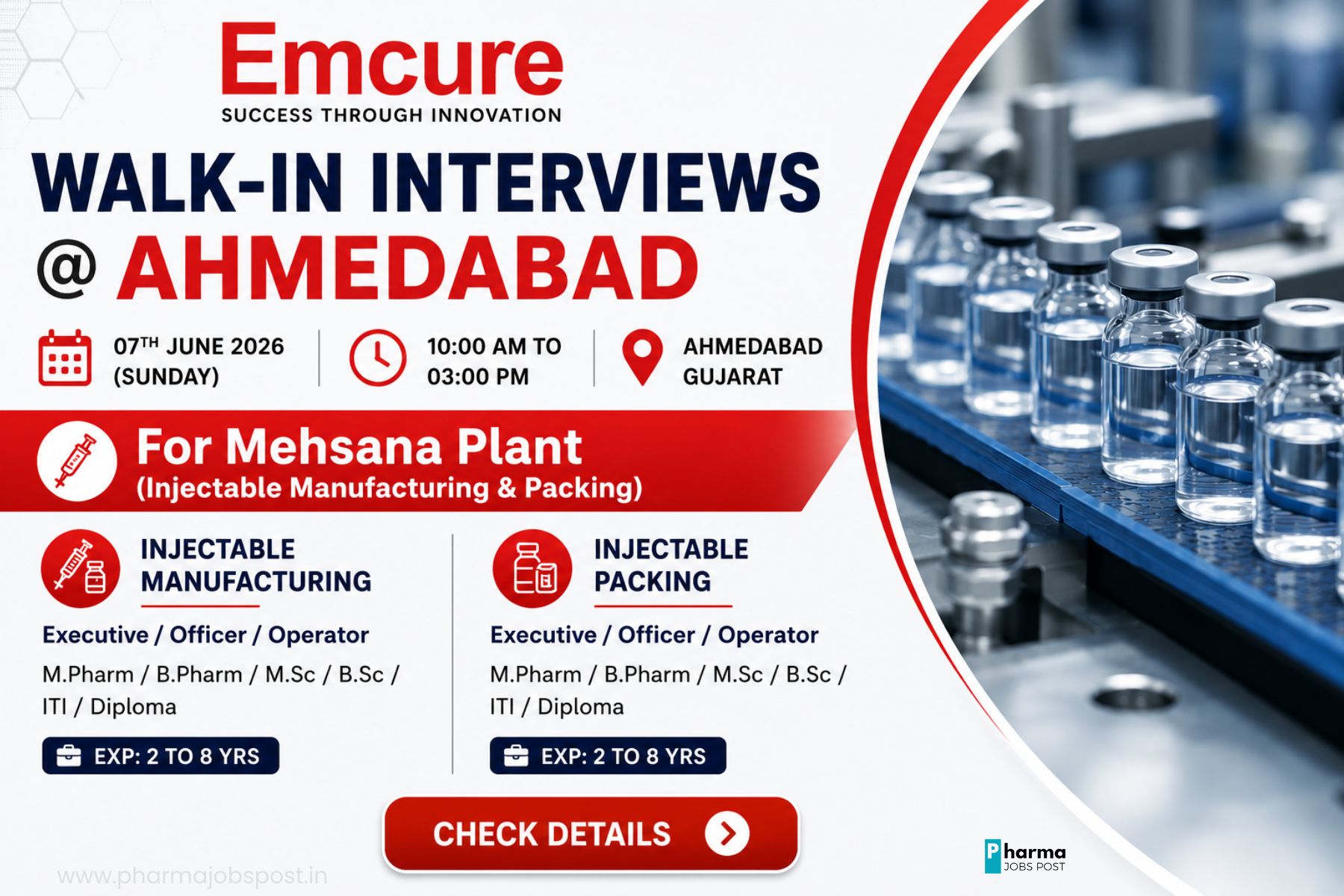 Emcure Pharmaceuticals Walk-In Interview 2026 | Hiring for Injectable ...