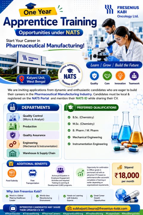 Fresenius Kabi Oncology Ltd. Announces One-Year Apprentice Training 