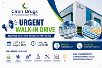 Urgent Walk-In Drive at Ciron Drugs & Pharmaceuticals Pvt. Ltd.