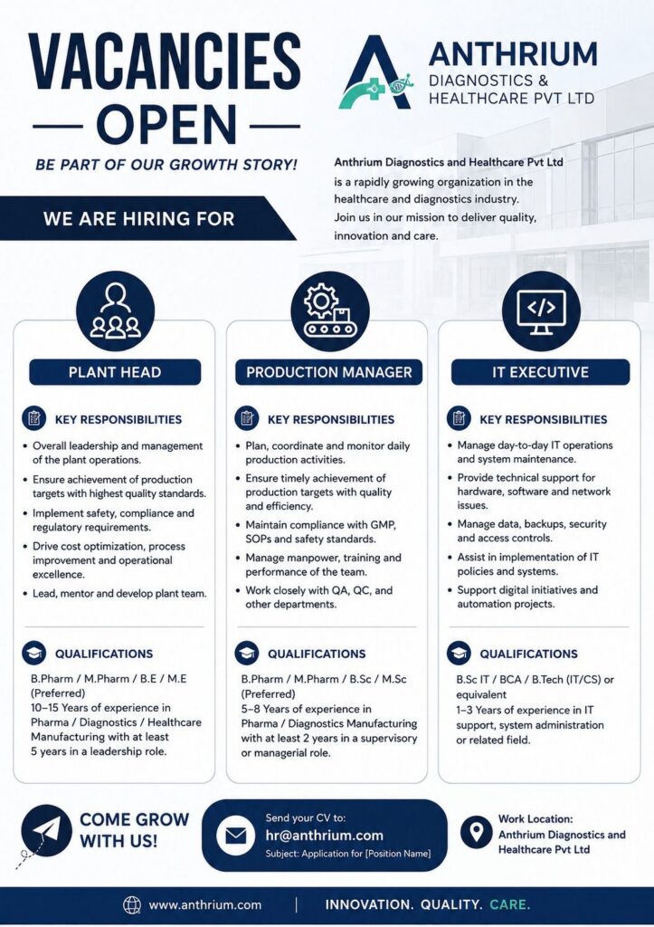 Anthrium Diagnostics & Healthcare Hiring 2026