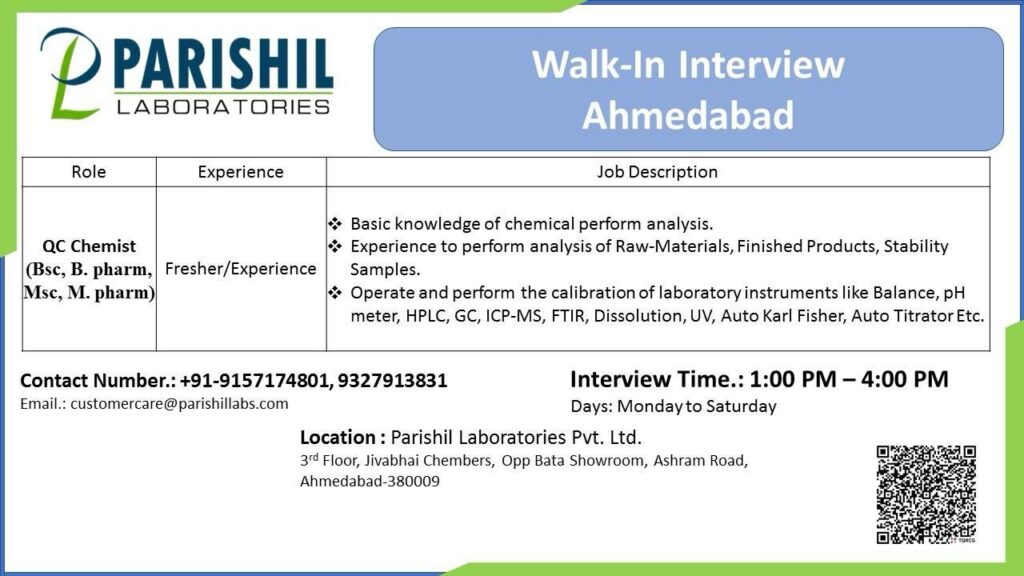 Parishil Laboratories Walk-In Interview 2026
