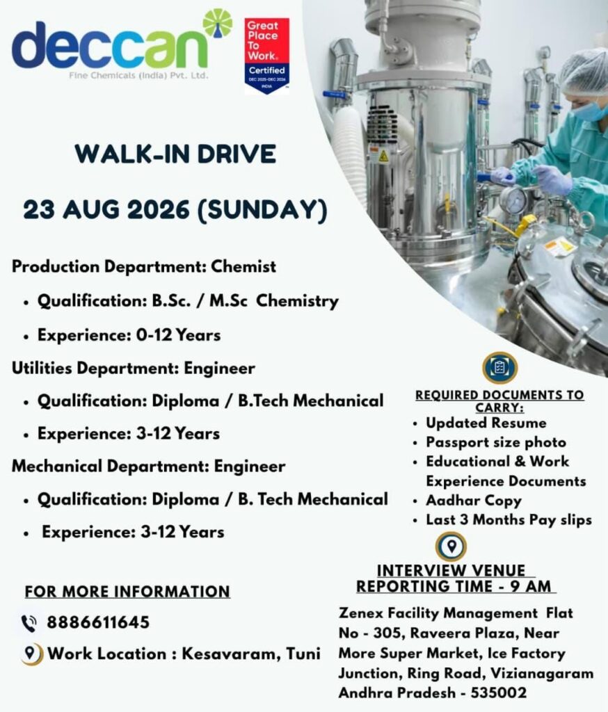 Deccan Fine Chemicals Jobs 2026