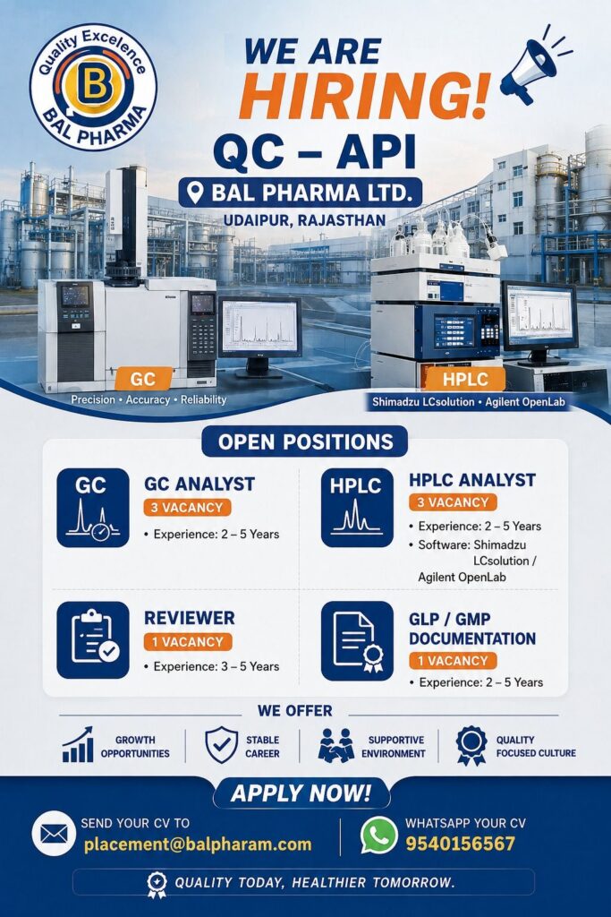 Bal Pharma Ltd Hiring 2026 | QC API Jobs