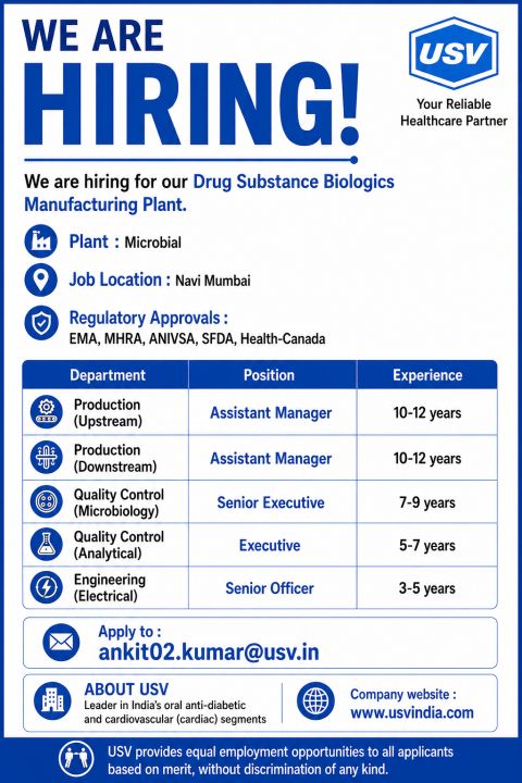 USV Pharma Requirement
