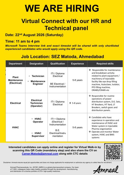 Amneal Pharmaceuticals Jobs 2026 | Virtual Walk-In Drive Amneal Pharmaceuticals Jobs 2026 | Virtual Walk-In Drive