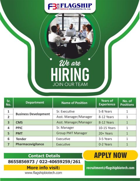 Flagship Biotech Recruitment : Multiple Pharma Jobs