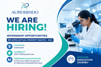 Aurobindo Pharma Hiring 2026: Internship Opportunities in IPR – R&D, Hyderabad