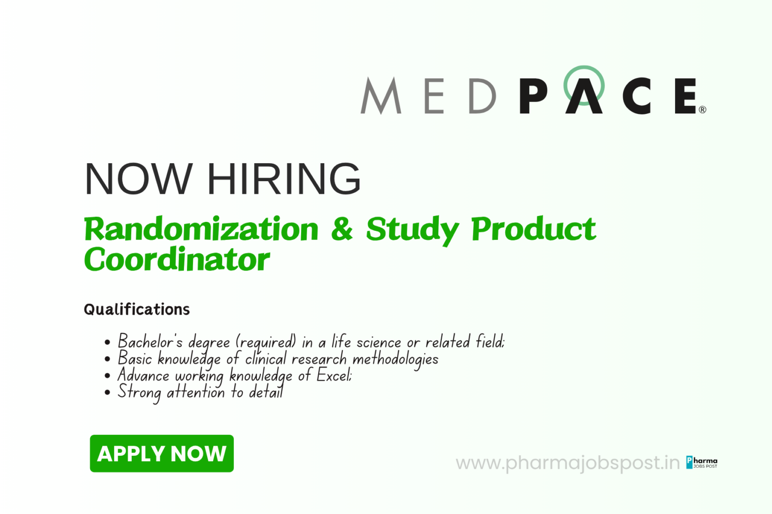 Medpace Hiring: Randomization & Study Product Coordinator