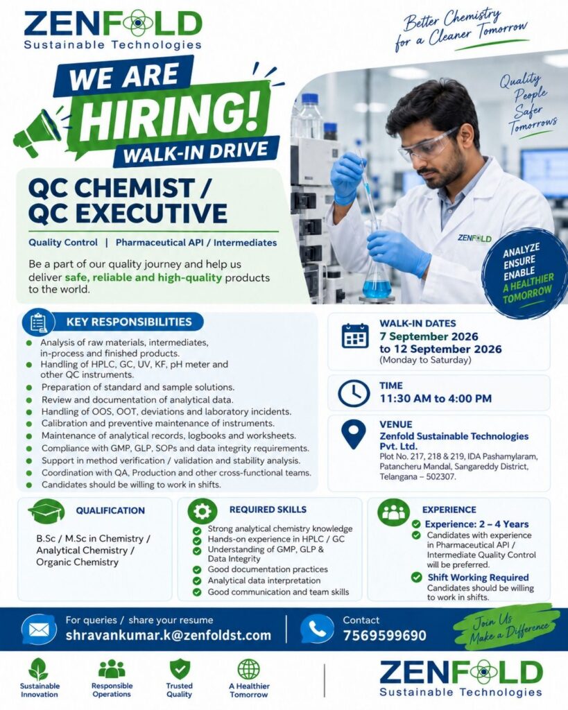 Zenfold Sustainable Technologies Hiring QC Jobs