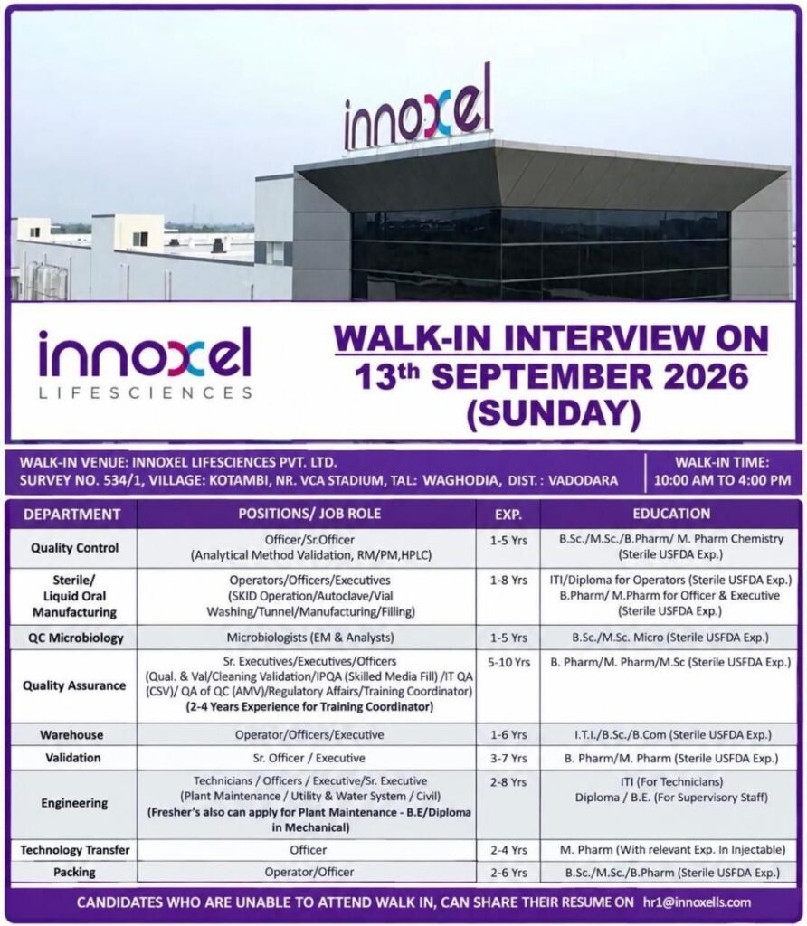 InnoXcel Lifesciences Walk-In Interview 2026