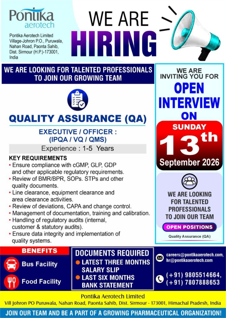 Pontika Aerotech Limited Walk-In Interview 2026