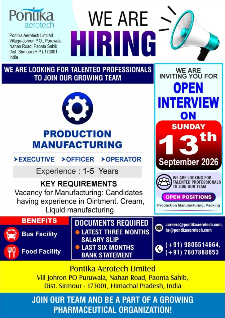 Pontika Aerotech Limited Walk-In Interview 2026