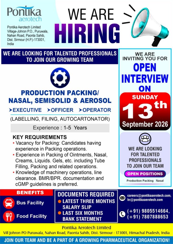 Pontika Aerotech Limited Walk-In Interview 2026