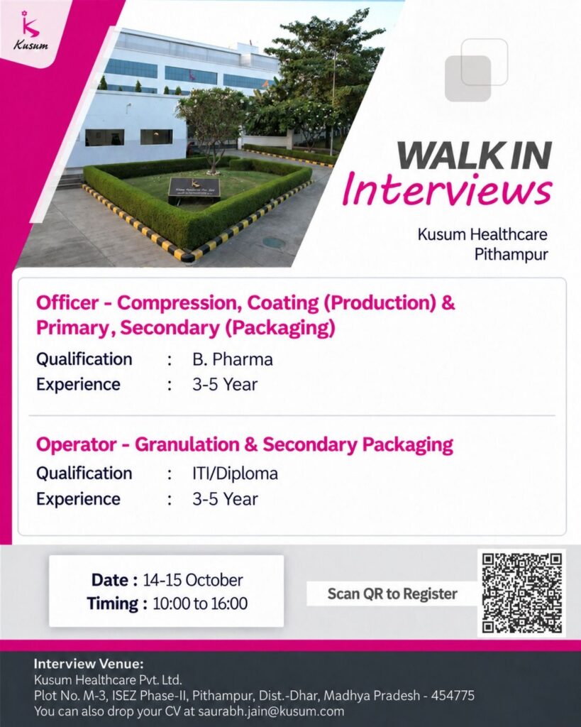 Kusum Healthcare Walk-In Interview 2026