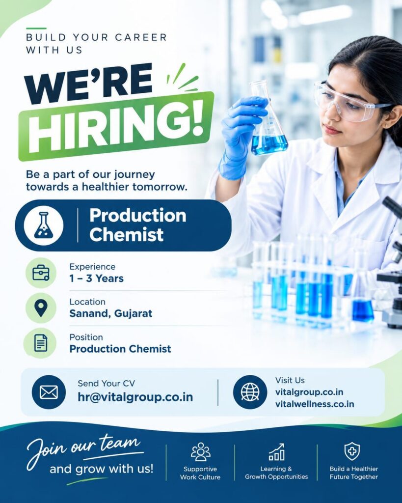 Vital Group Recruitment 2026: Production Chemist Vacancy