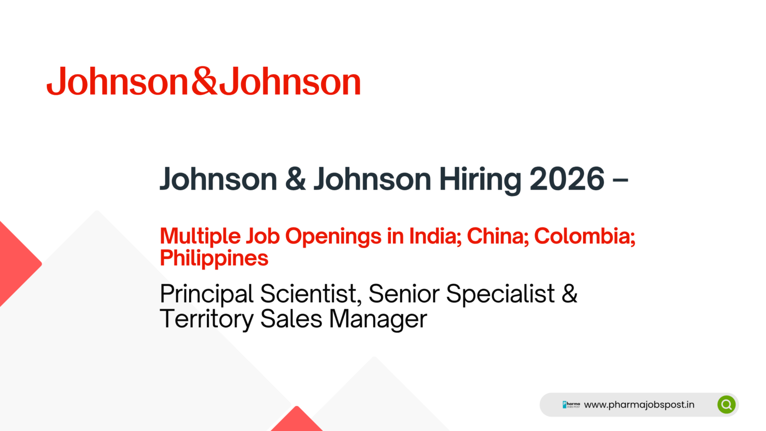 Johnson & Johnson Jobs 2026: Recruitment